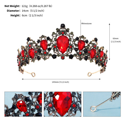 Baroque Retro Bridal Rhinestone Crown Luxurious Wedding Jewelry