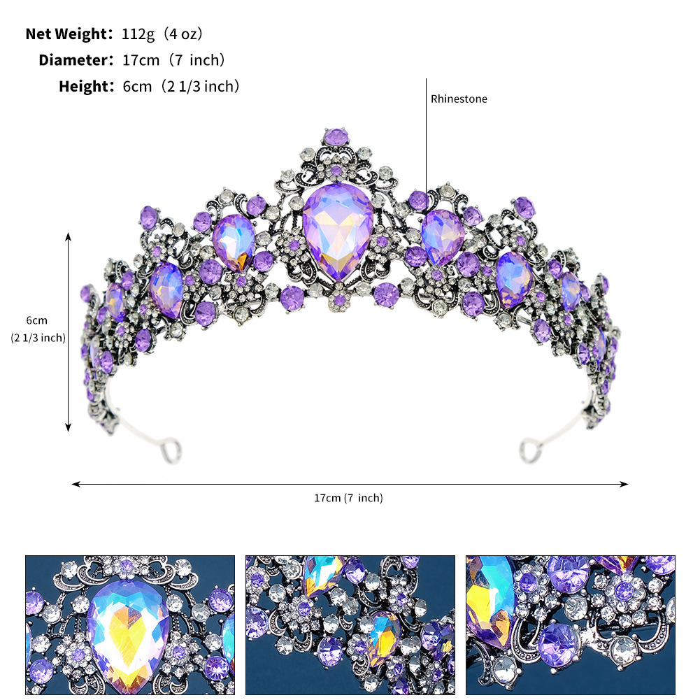Baroque Retro Bridal Rhinestone Crown Luxurious Wedding Jewelry