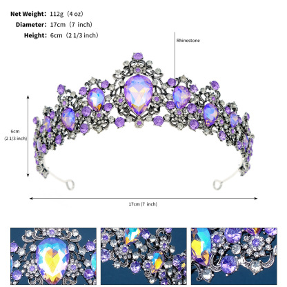 Baroque Retro Bridal Rhinestone Crown Luxurious Wedding Jewelry