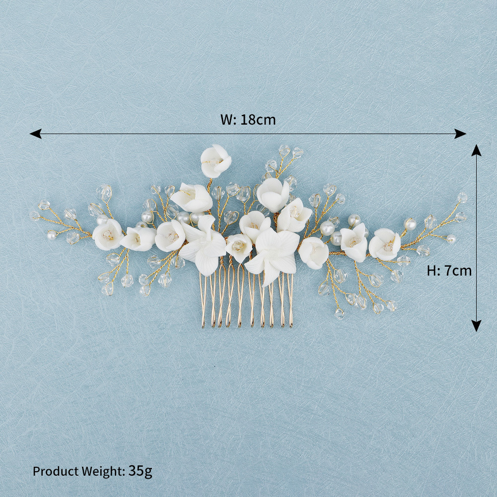 Bridal Tiara Crystal Pearl Plate Hair Comb