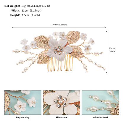 Bridal Tiara Crystal Pearl Plate Hair Comb