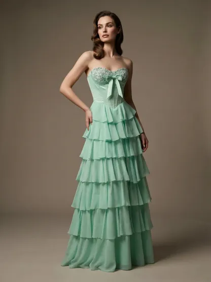 Fitted Strapless Brocade Gown | Luxury Mermaid Formal Evening Dress #3722 