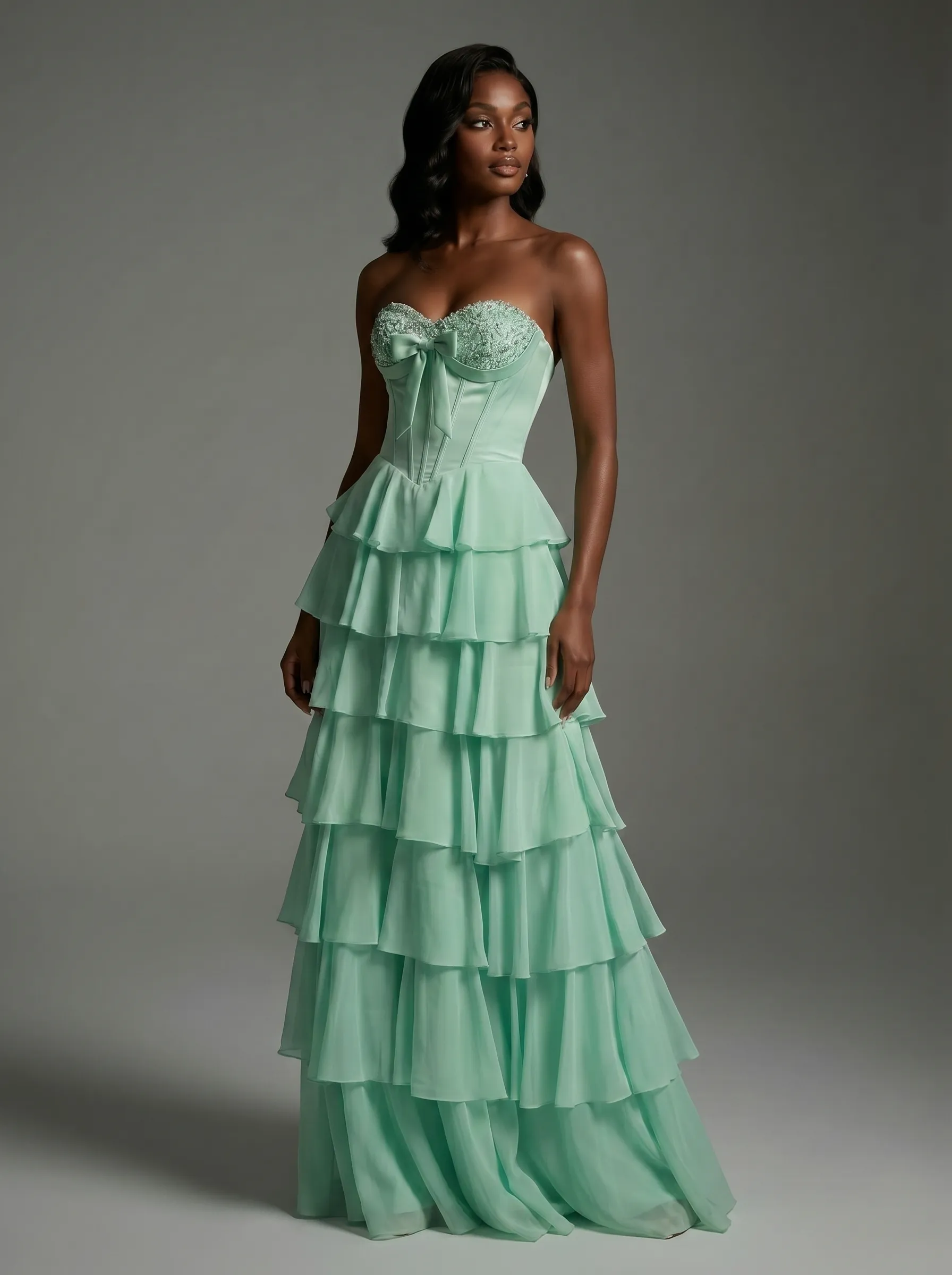 Fitted Strapless Brocade Gown | Luxury Mermaid Formal Evening Dress #3722 