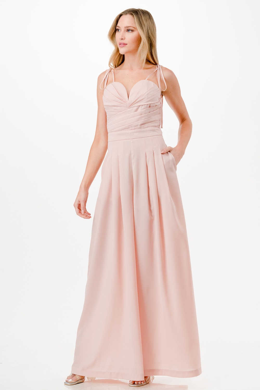 Tied Strap Pleated Jumpsuit