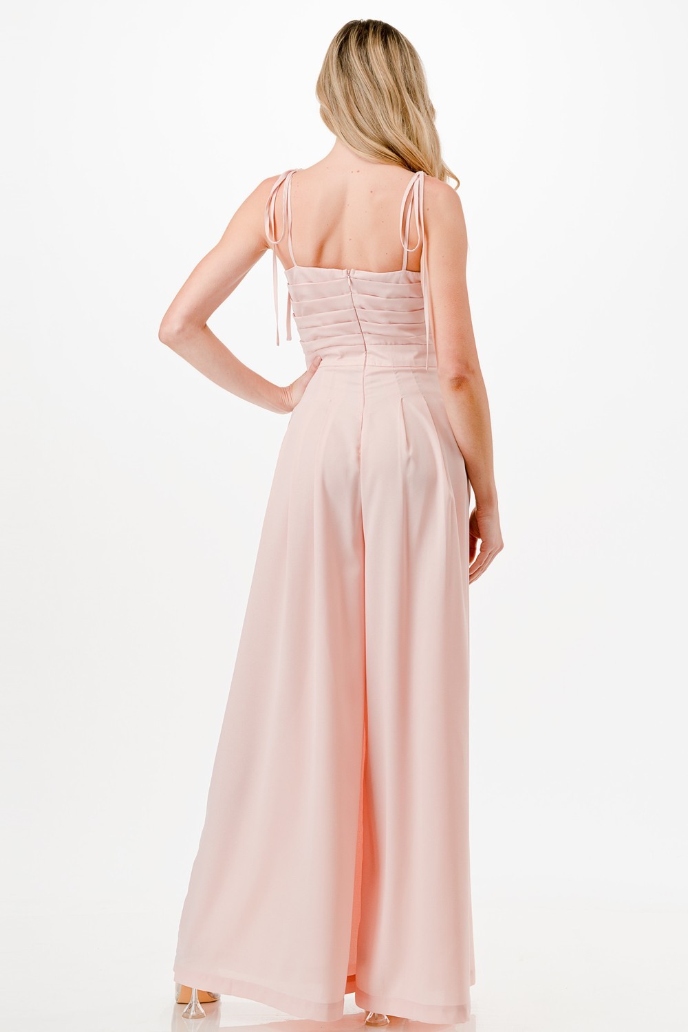 Tied Strap Pleated Jumpsuit