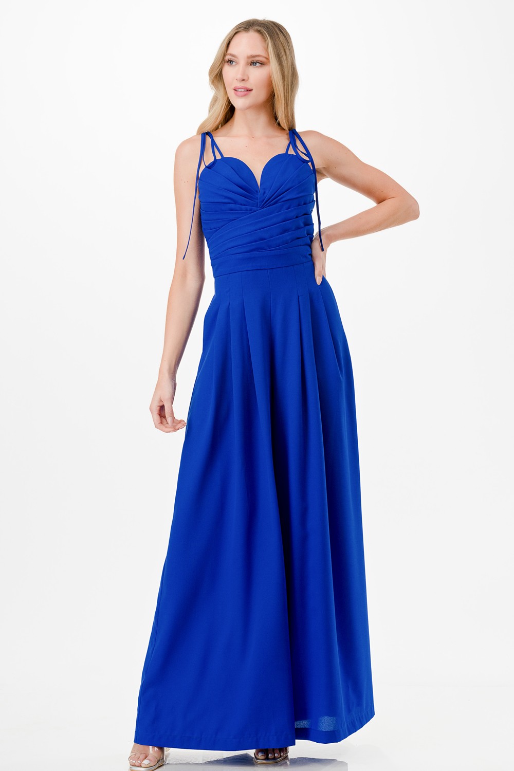 Tied Strap Pleated Jumpsuit