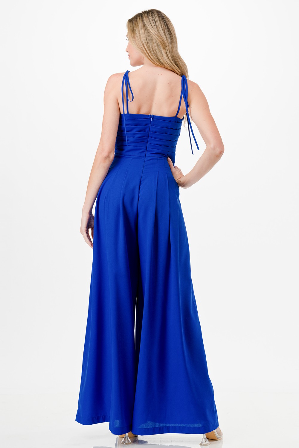Tied Strap Pleated Jumpsuit