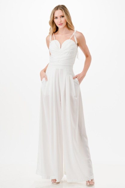 Tied Strap Pleated Jumpsuit