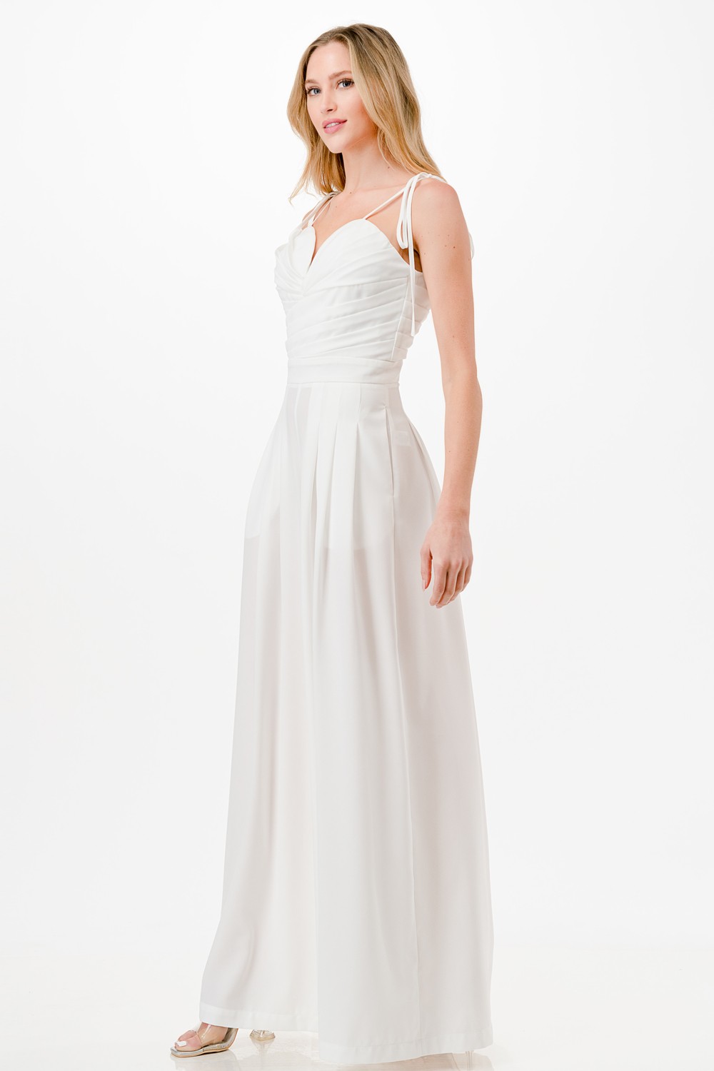 Tied Strap Pleated Jumpsuit