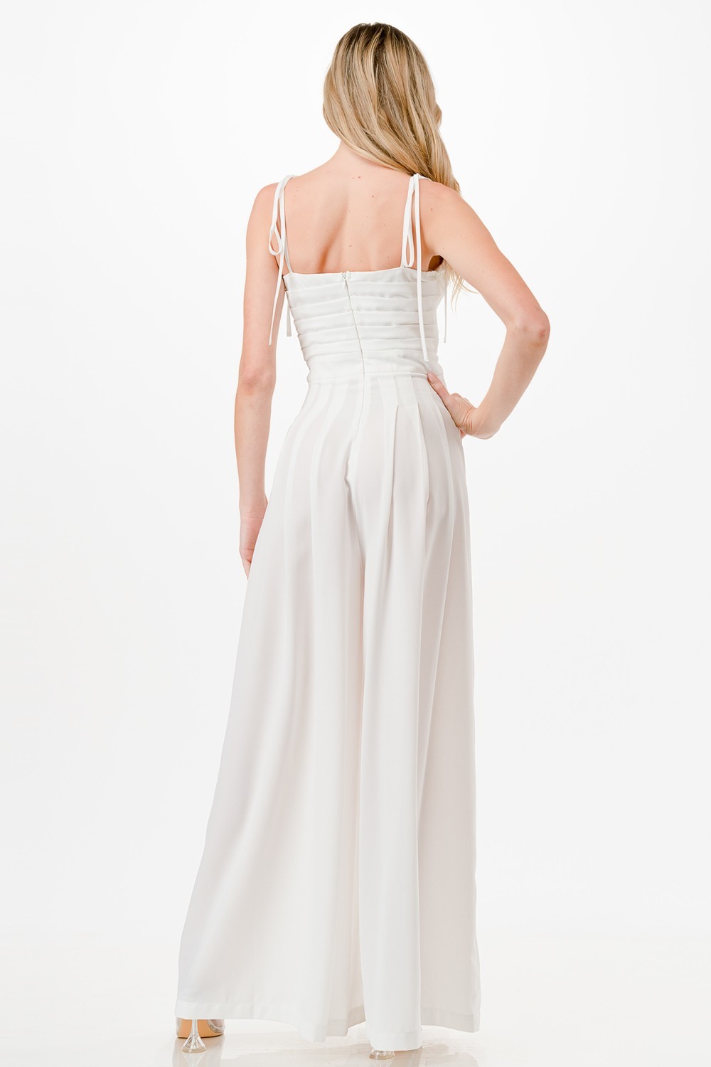 Tied Strap Pleated Jumpsuit