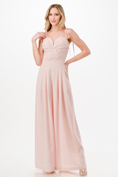 Tied Strap Pleated Jumpsuit