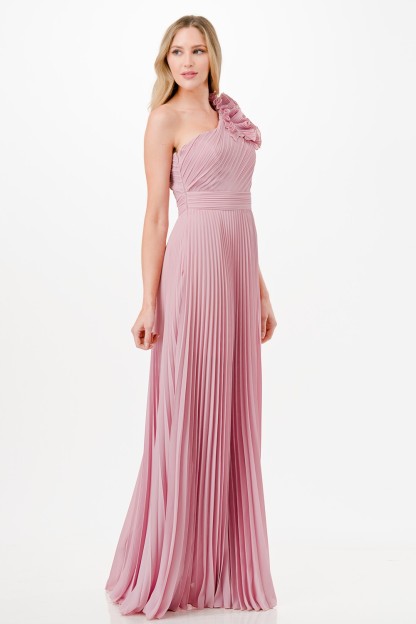One Shoulder Ruffle Detail Maxi Dress