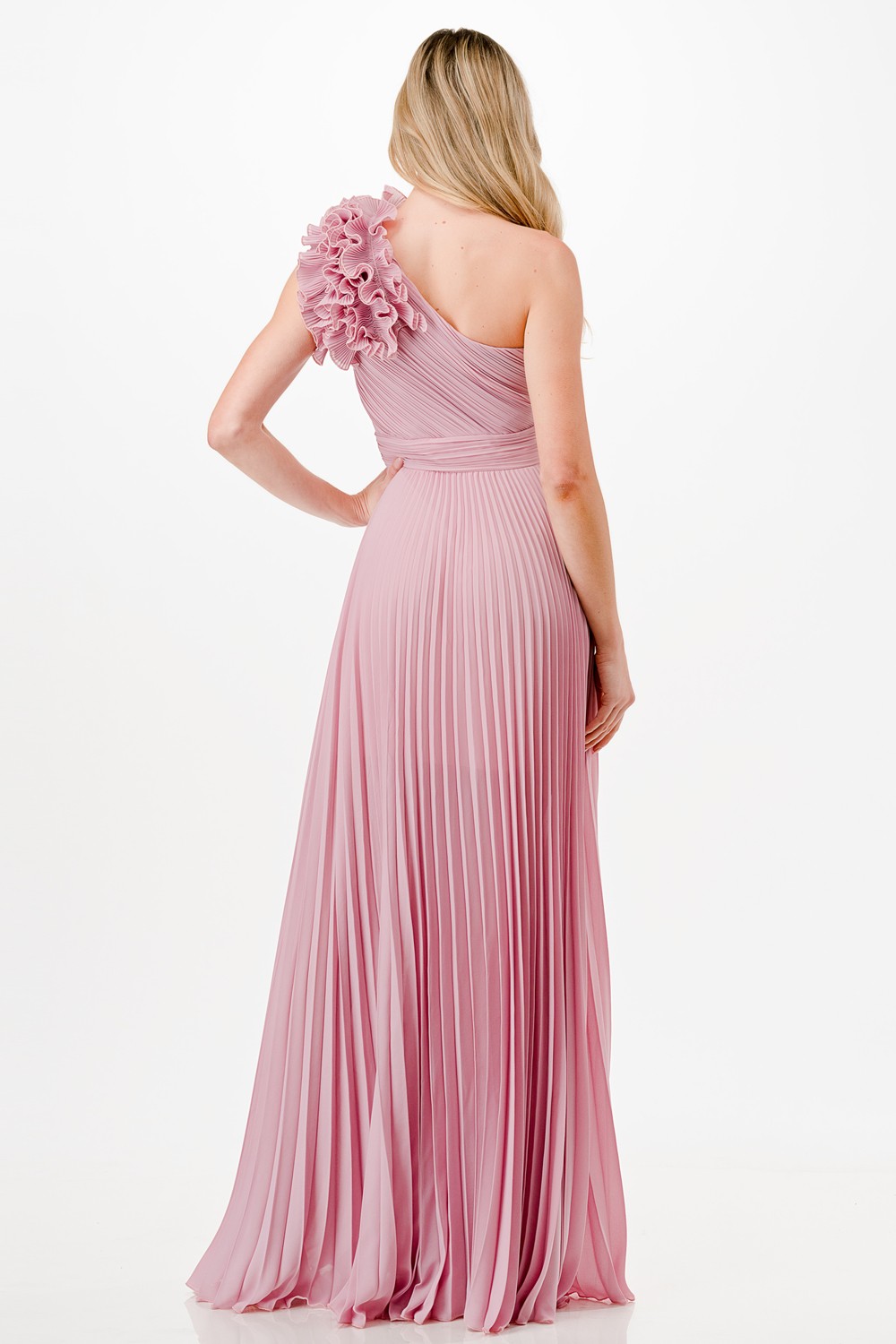 One Shoulder Ruffle Detail Maxi Dress