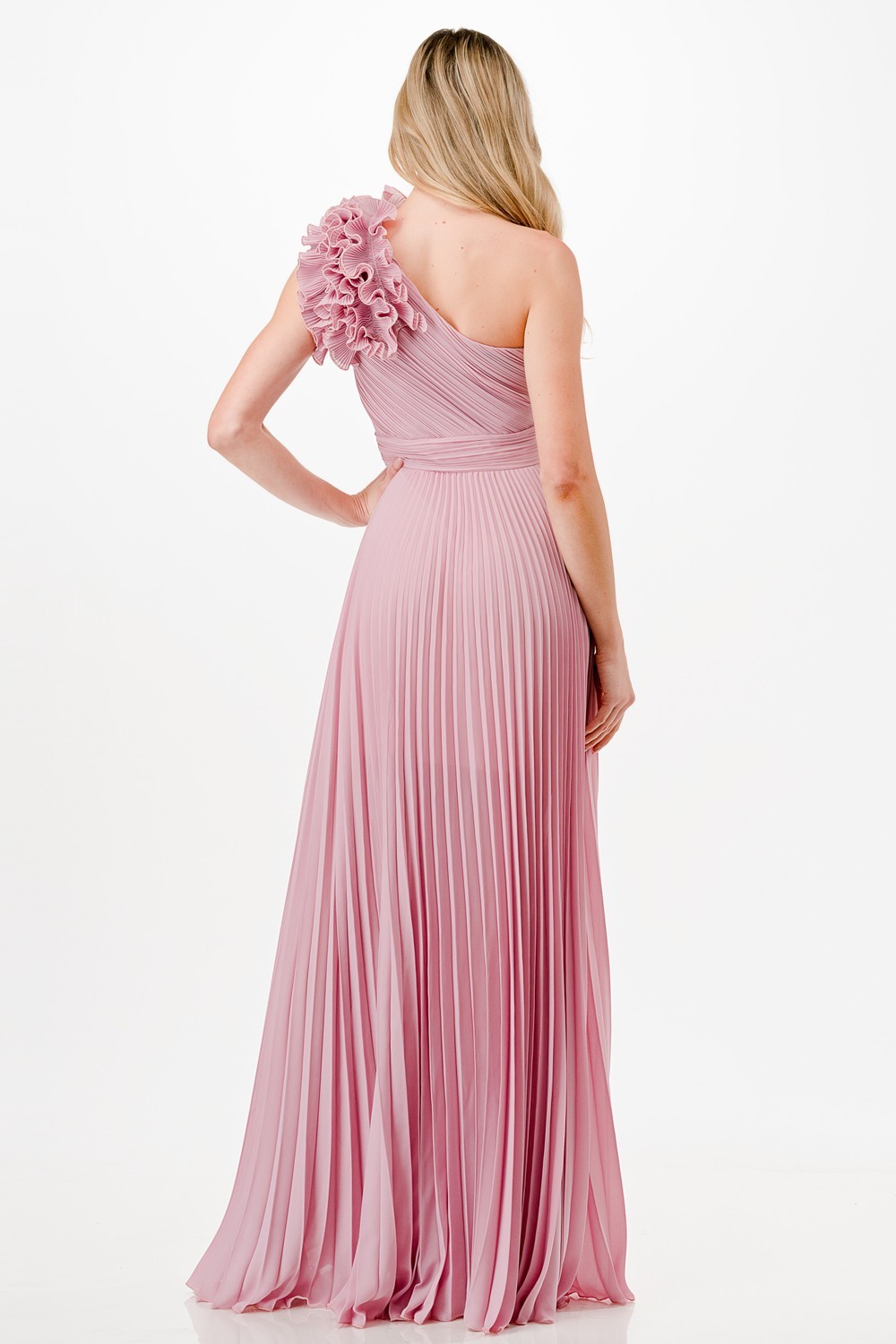 One Shoulder Ruffle Detail Maxi Dress