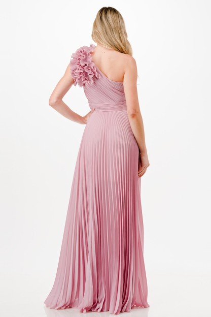 One Shoulder Ruffle Detail Maxi Dress