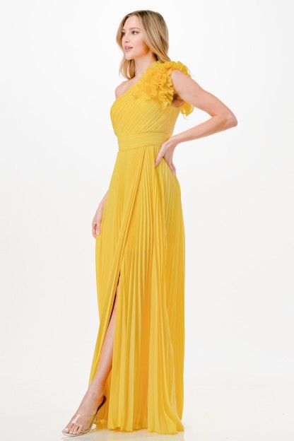 One Shoulder Ruffle Detail Maxi Dress