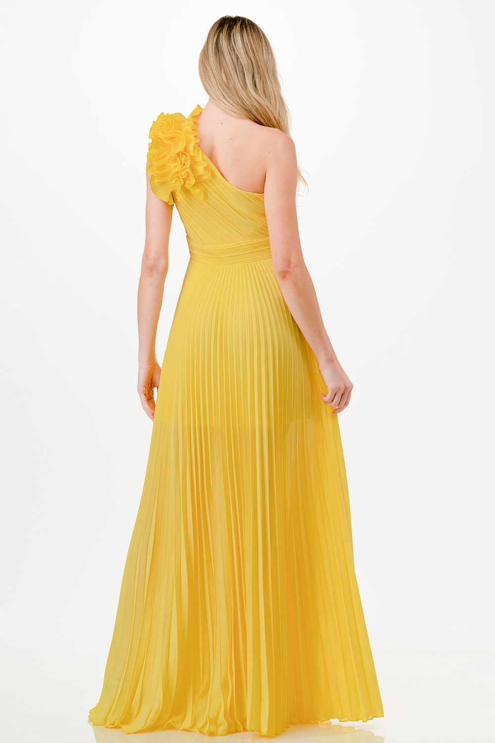 One Shoulder Ruffle Detail Maxi Dress