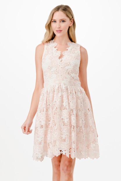 Two Tone Crochet Mini Dress