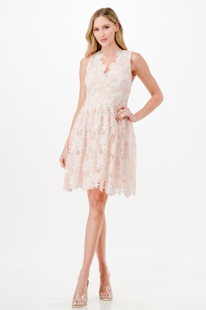 Two Tone Crochet Mini Dress