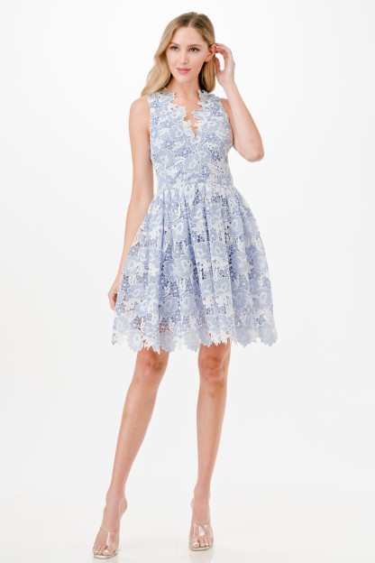 Two Tone Crochet Mini Dress