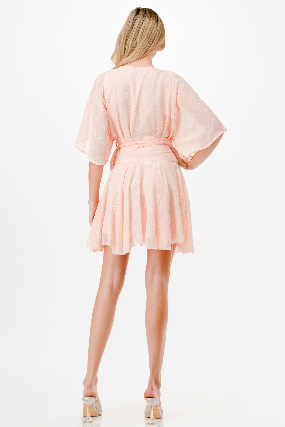 Embroidery Detail Wrap Mini Dress 