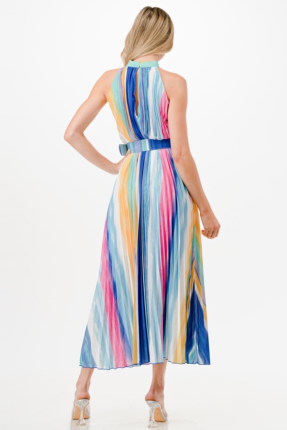 Multi Color Pleated Midi Dress