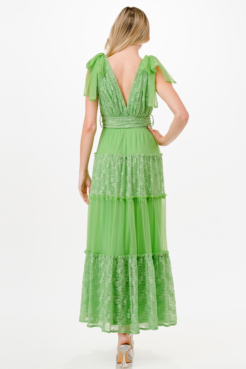 Mesh Lace Detail Maxi Dress