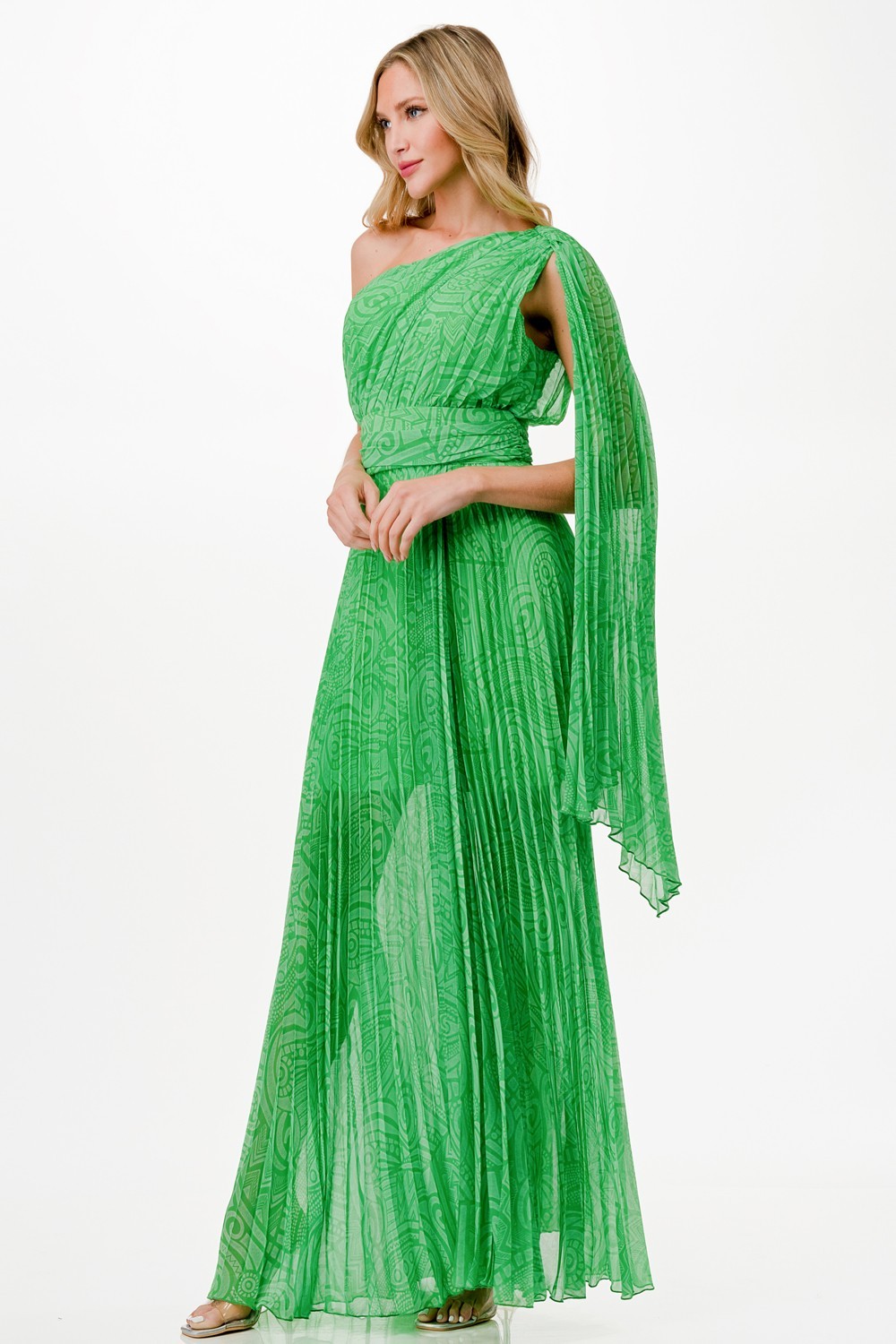 One Shoulder Print Maxi Dress