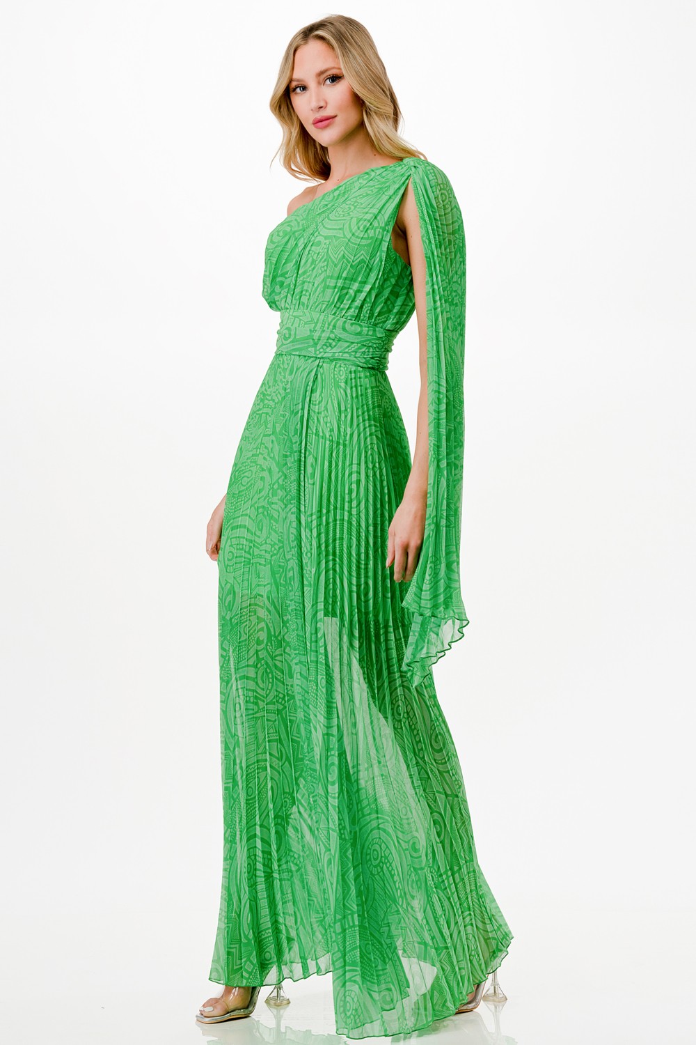 One Shoulder Print Maxi Dress