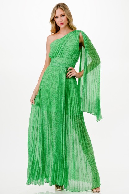 One Shoulder Print Maxi Dress