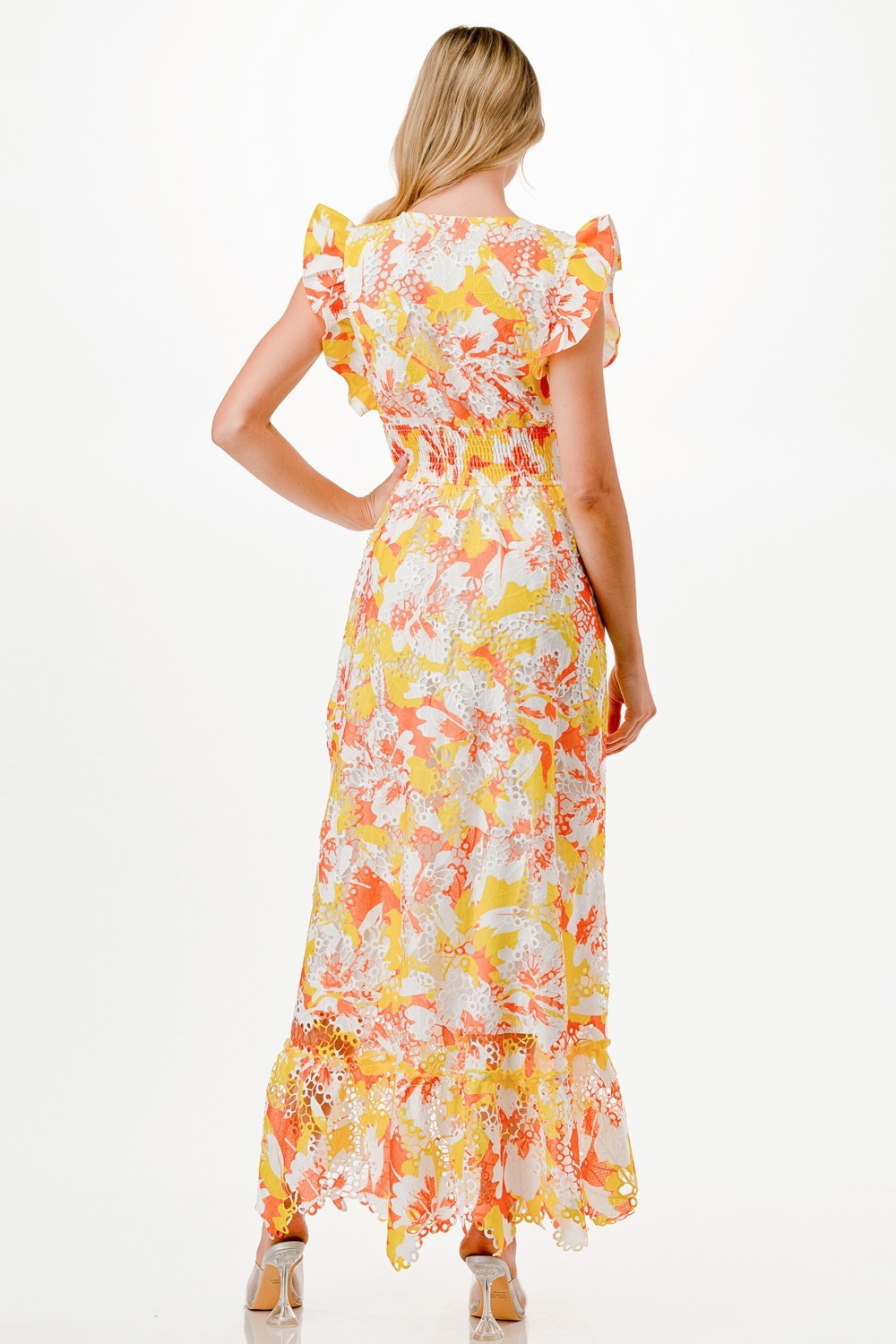 Floral Print Crochet Maxi Dress