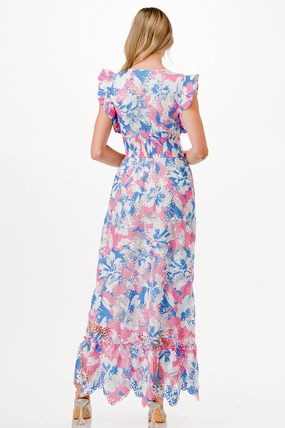 Floral Print Crochet Maxi Dress