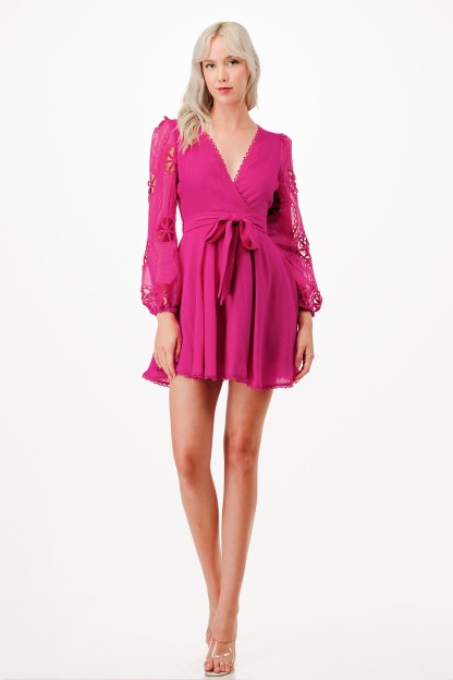 Mix Fabric Short Dress