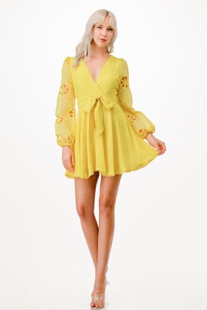 Mix Fabric Short Dress