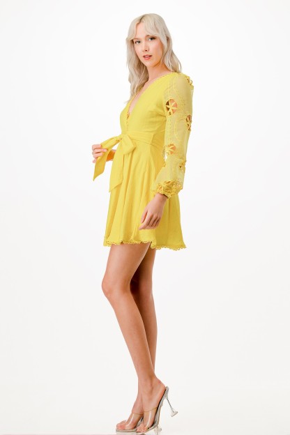 Mix Fabric Short Dress