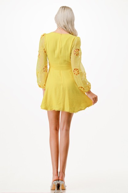 Mix Fabric Short Dress