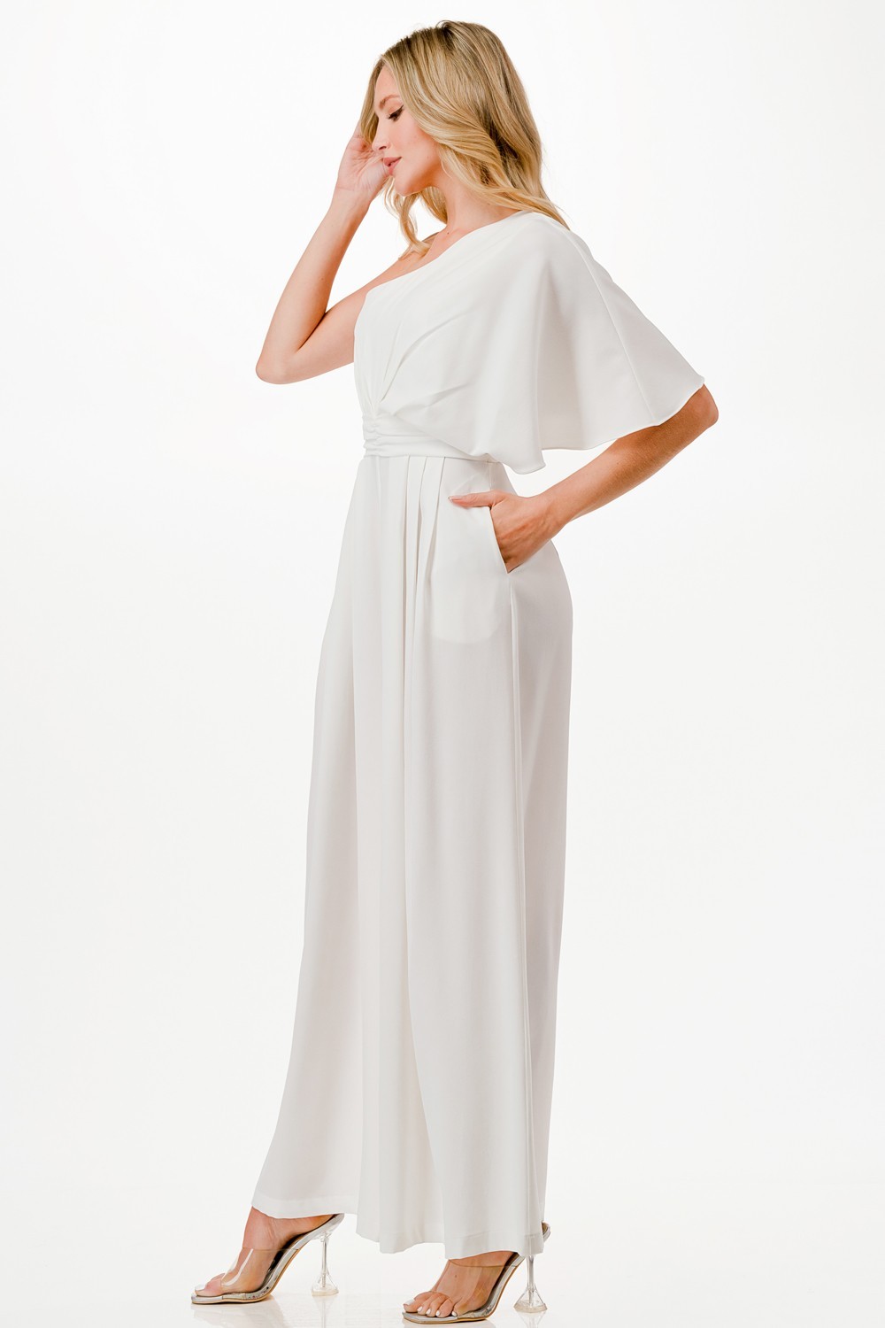 One Shoulder Wide Leg Jumpsuit 