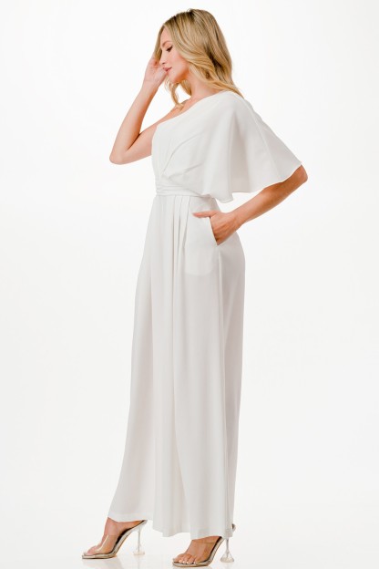 One Shoulder Wide Leg Jumpsuit 