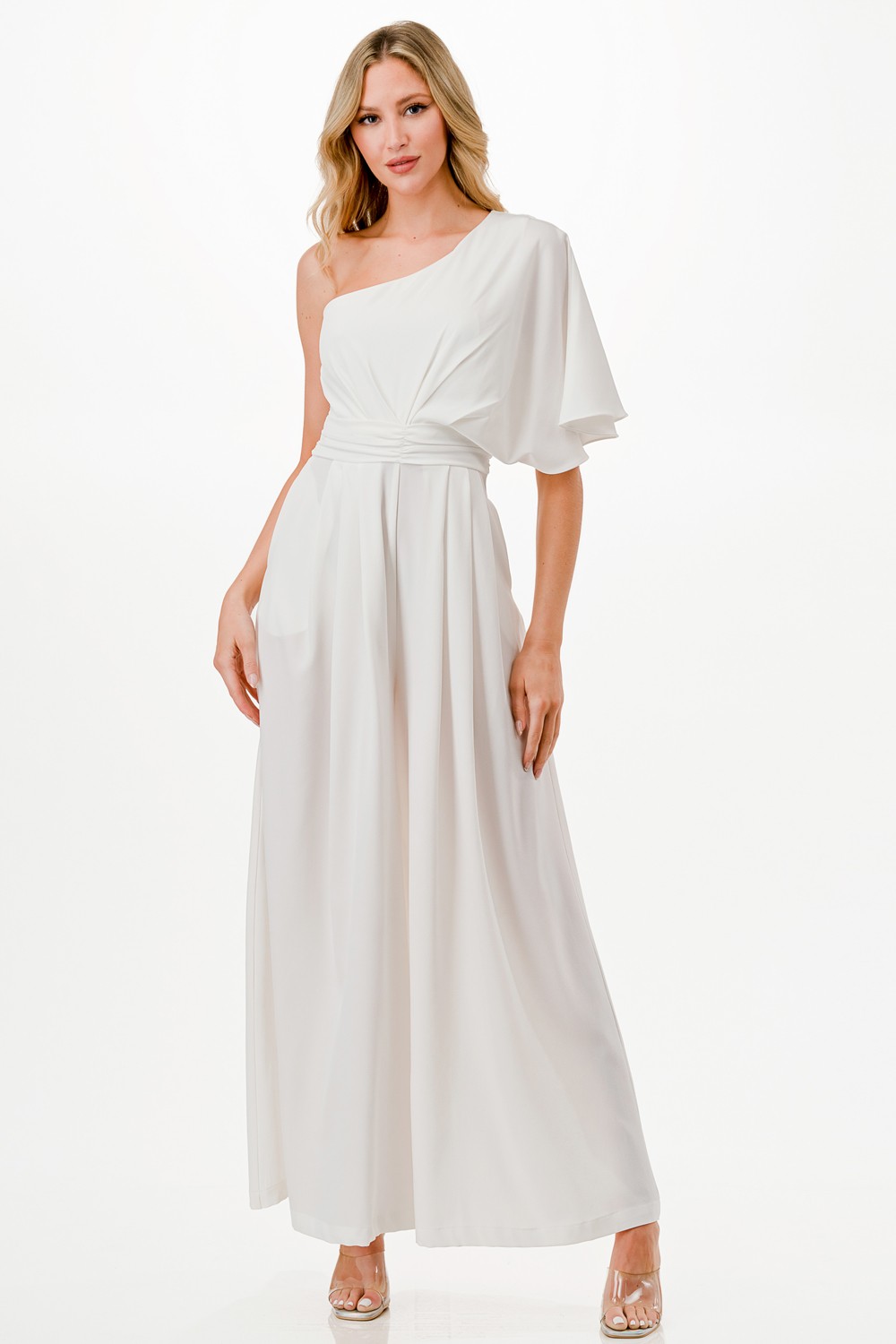 One Shoulder Wide Leg Jumpsuit 