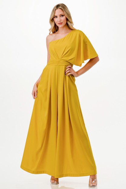One Shoulder Wide Leg Jumpsuit