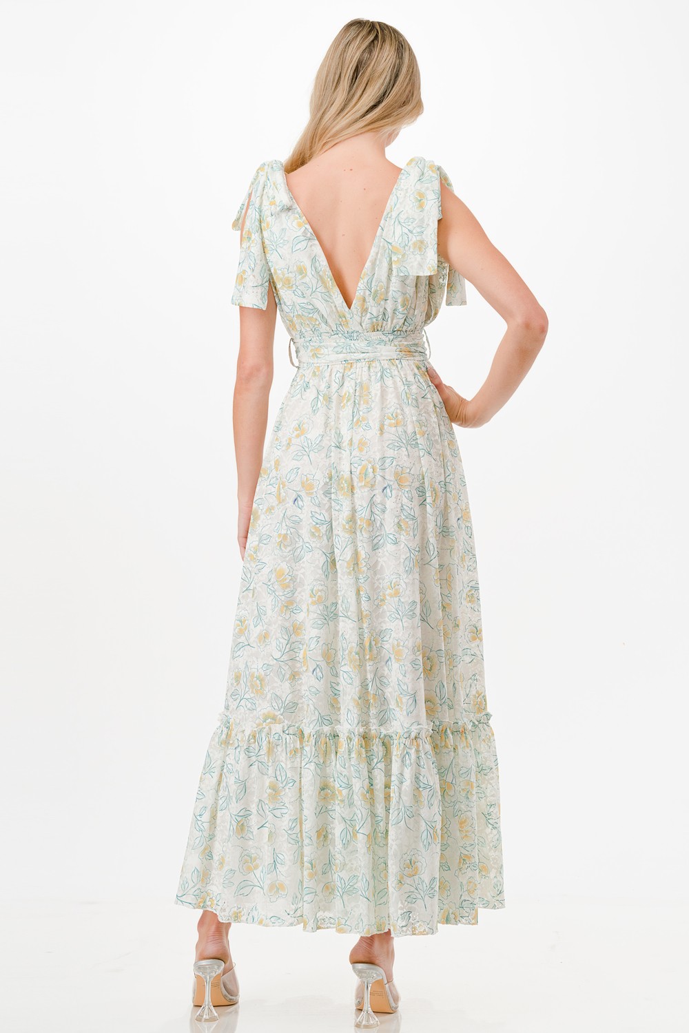 Floral Print Detail Maxi Dress