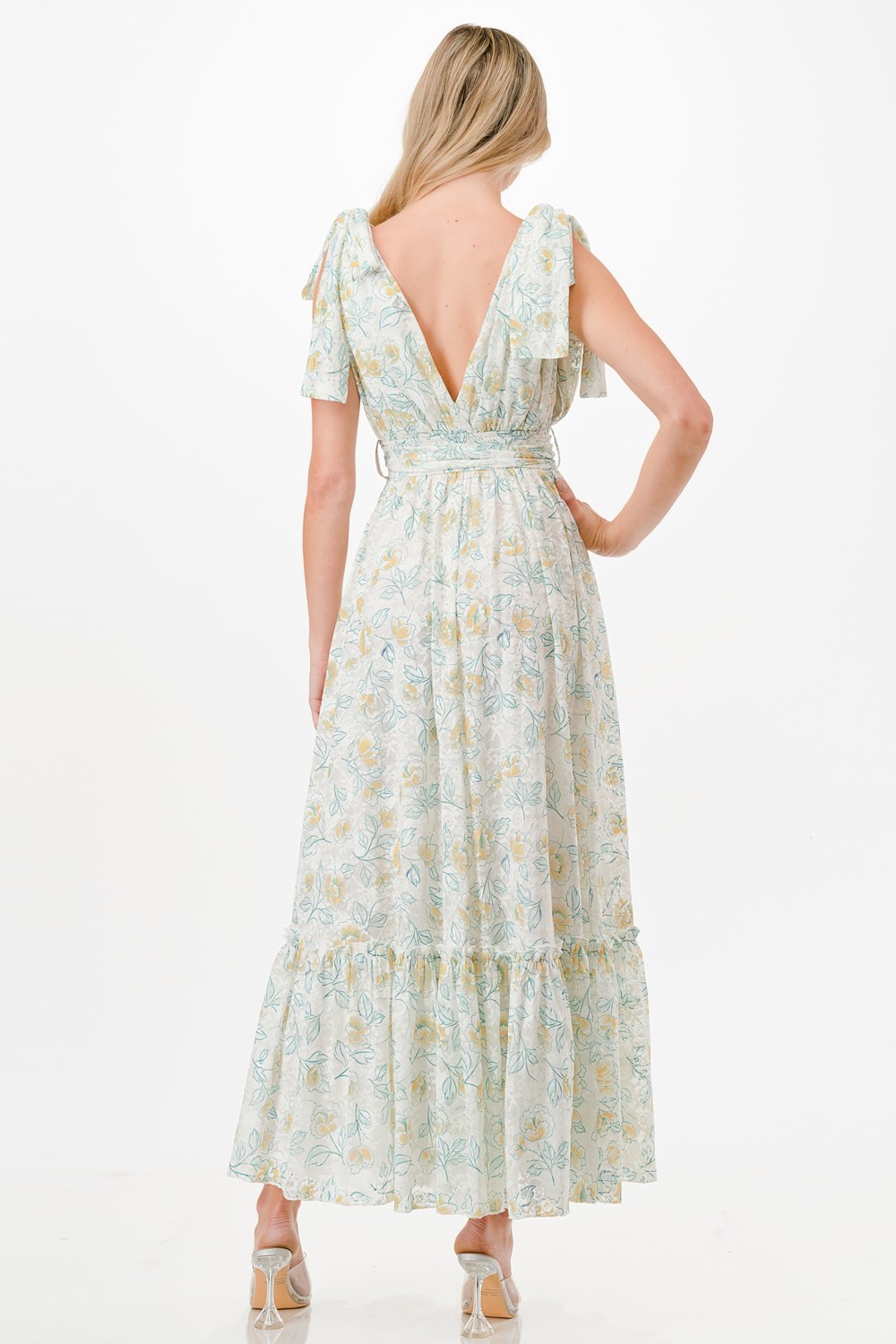 Floral Print Detail Maxi Dress