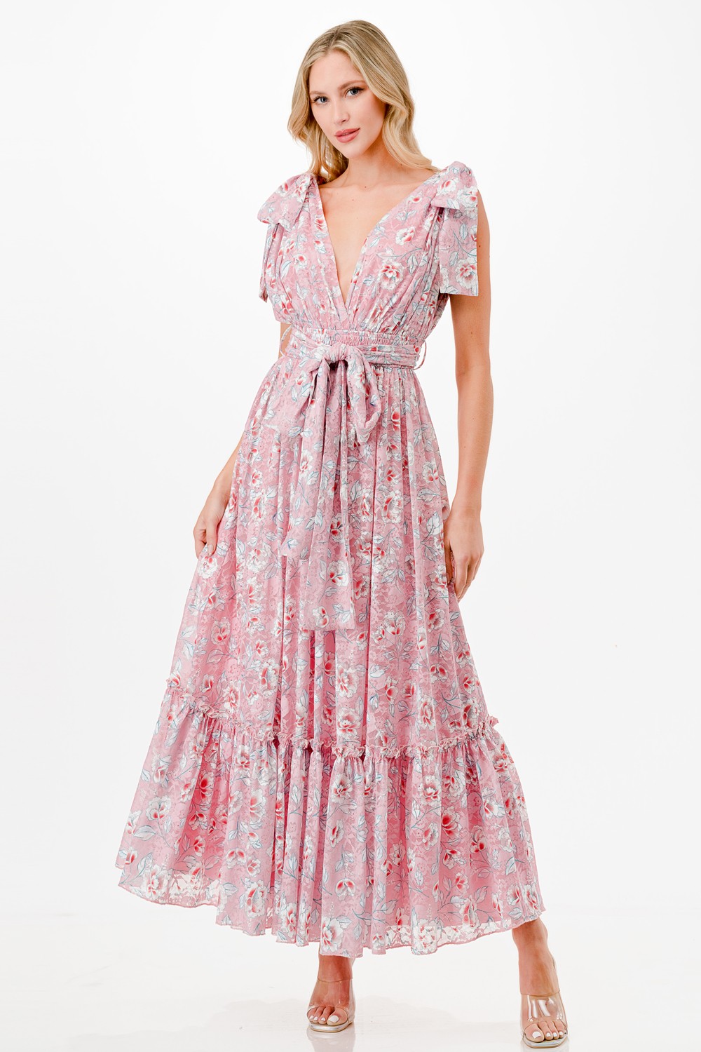 Floral Print Detail Maxi Dress