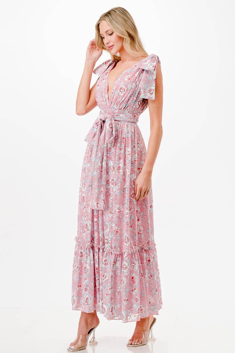 Floral Print Detail Maxi Dress