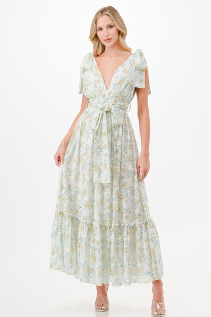 Floral Print Detail Maxi Dress