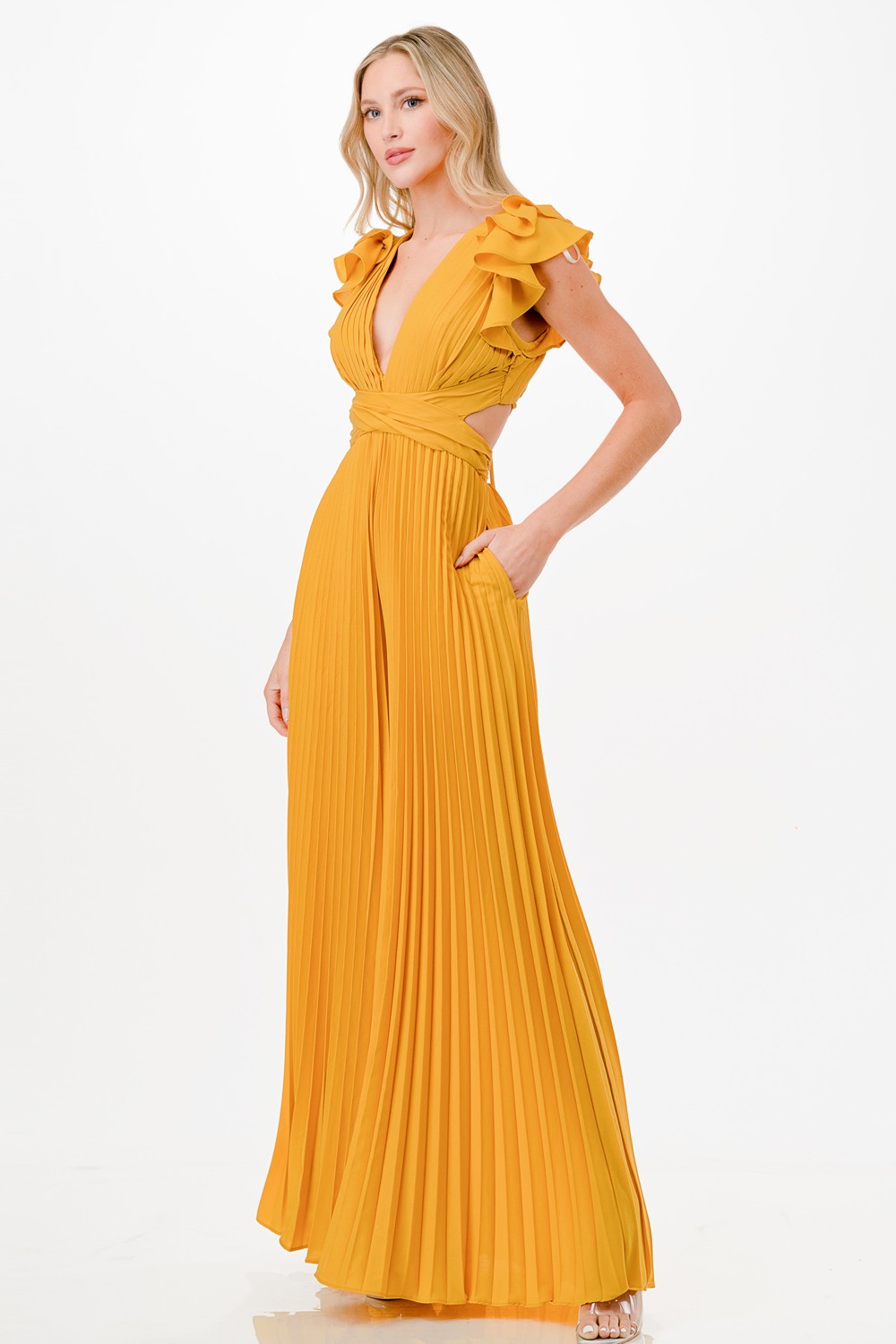 Pleats Cutout Detail Jumpsuit