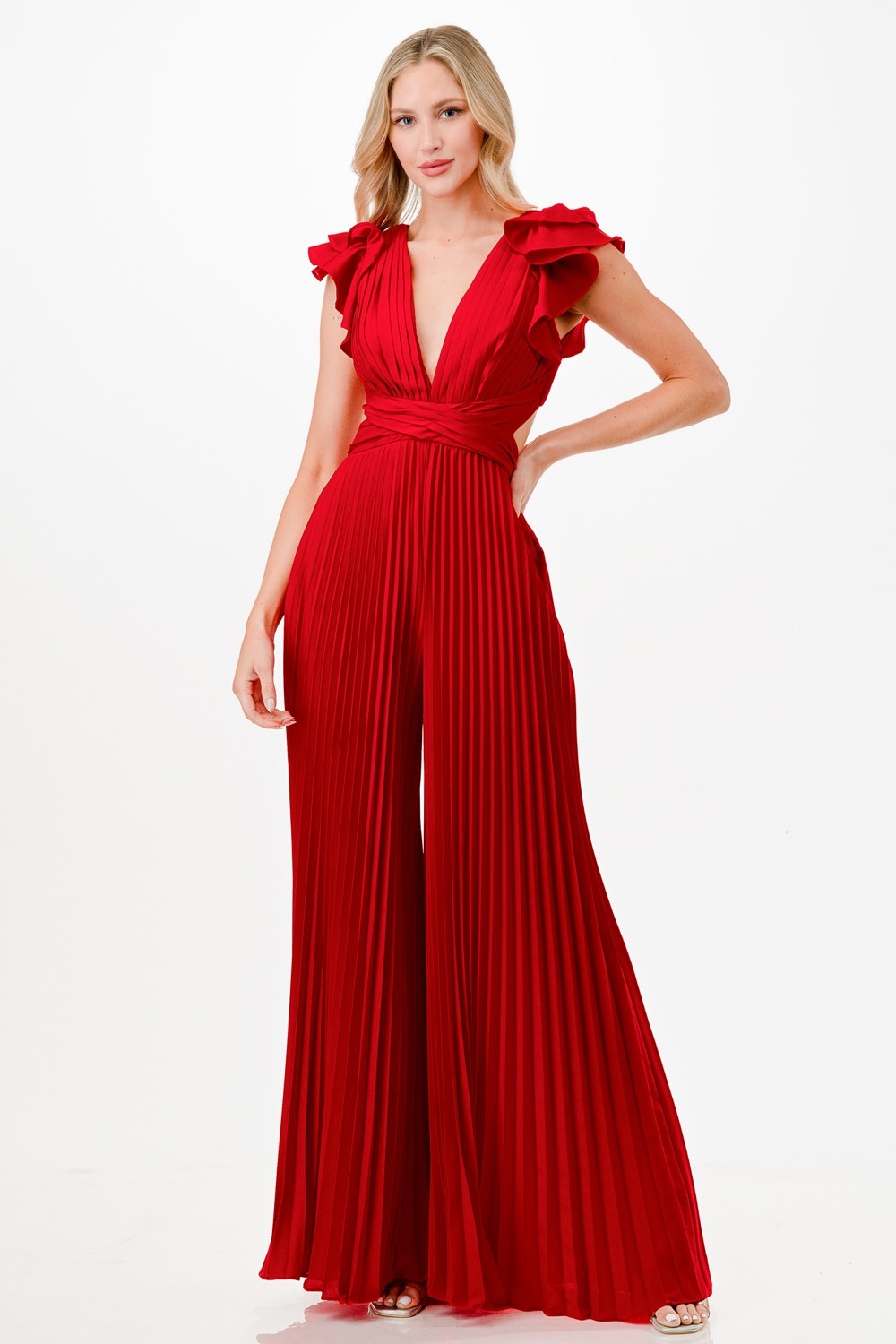 Pleats Cutout Detail Jumpsuit