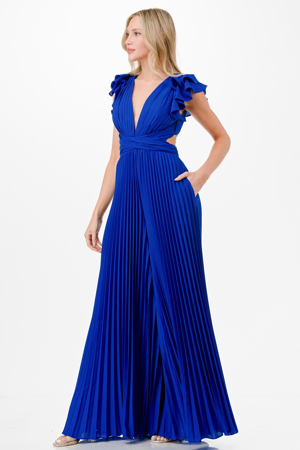 Pleats Cutout Detail Jumpsuit