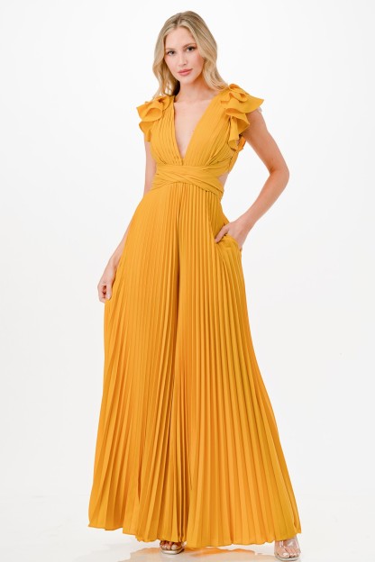 Pleats Cutout Detail Jumpsuit
