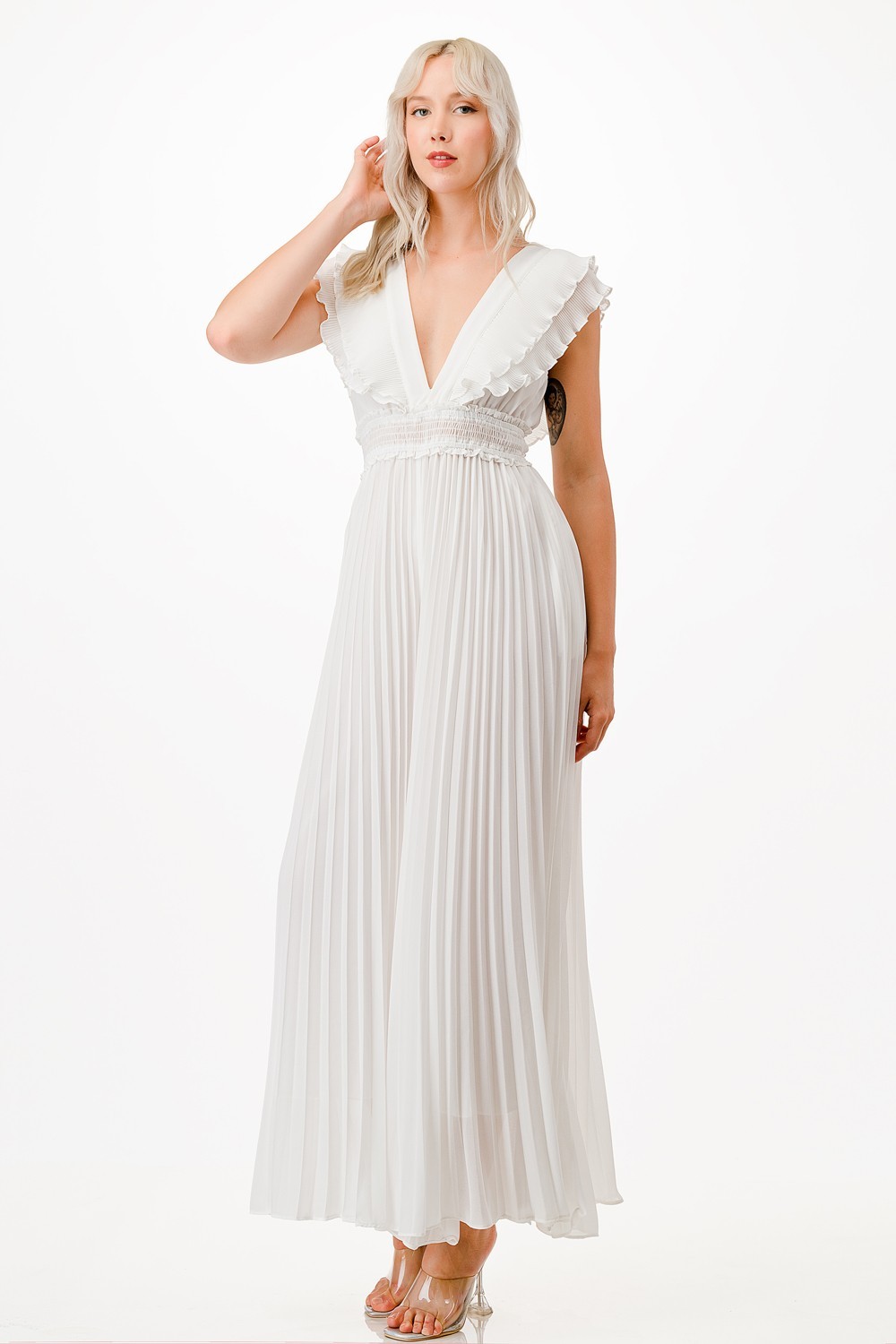 Pleated Wide Leg Jumpsuit